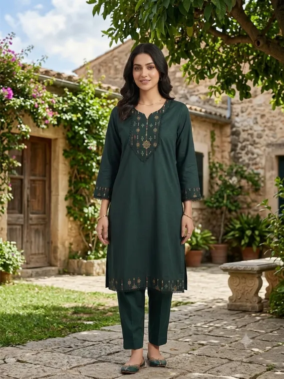 Premium jacquard cotton - Deep Green 01