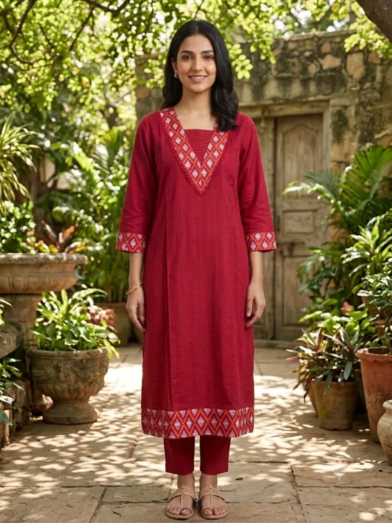 Premium jacquard cotton - Red